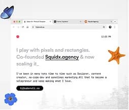 Browser window describing an agency scaling in design and marketing